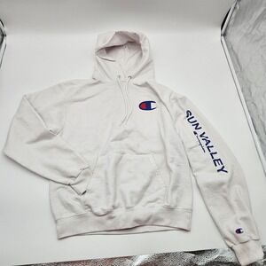Champion Sun Valley Hoodie Sweatshirt White Athleticwear Pullover Size M
